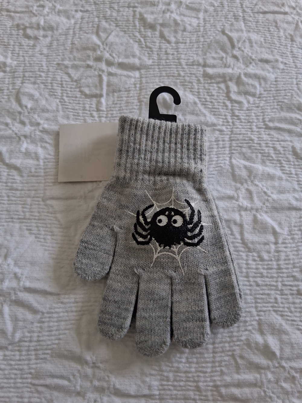 H&M Kids Grey Knit Acrylic Spider Gloves Black Size 1 1/5 -4 Years